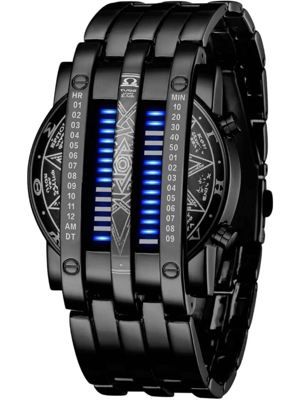 Men's Black Blue Analog Quartz Bracelet Waterproof Binary Matrix Digital Watch